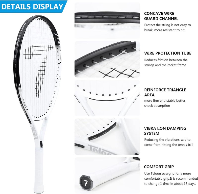 Teloon Kids Tennis Racket, 19"-25" Inch Youth Tennis Racquet with Cover, Junior Tennis Racquet for Kids Children Boys Girls Age 3-12. - Image 3